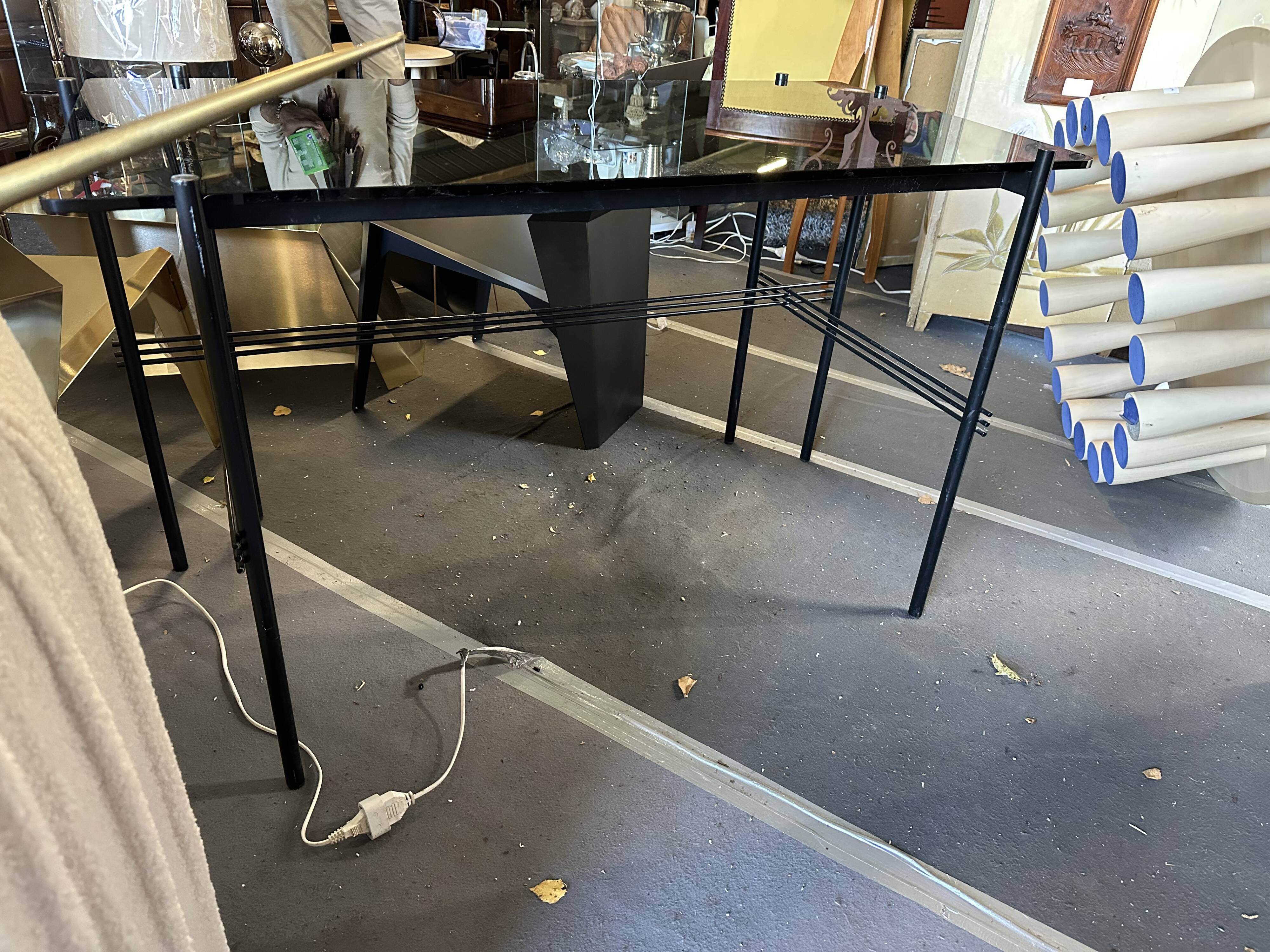 Metal and tinted glass desk