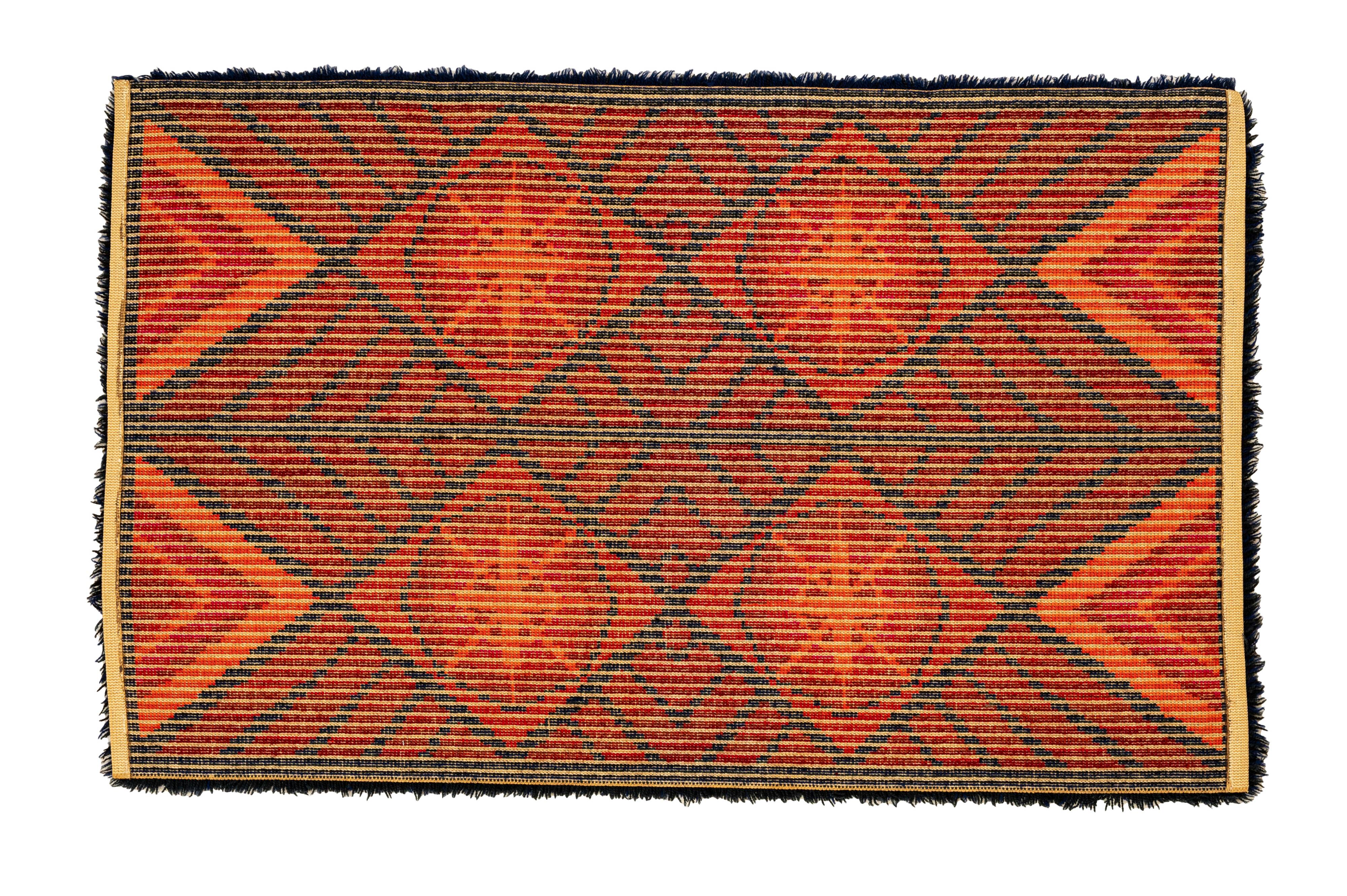Scandinavian 20th century modern rya rug. Svängsta Slottsmatta, Sweden. 149 x 94 cm (59 x 37 in)