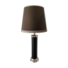 Lampe colonne vintage en cuir et laiton argenté années  60-70