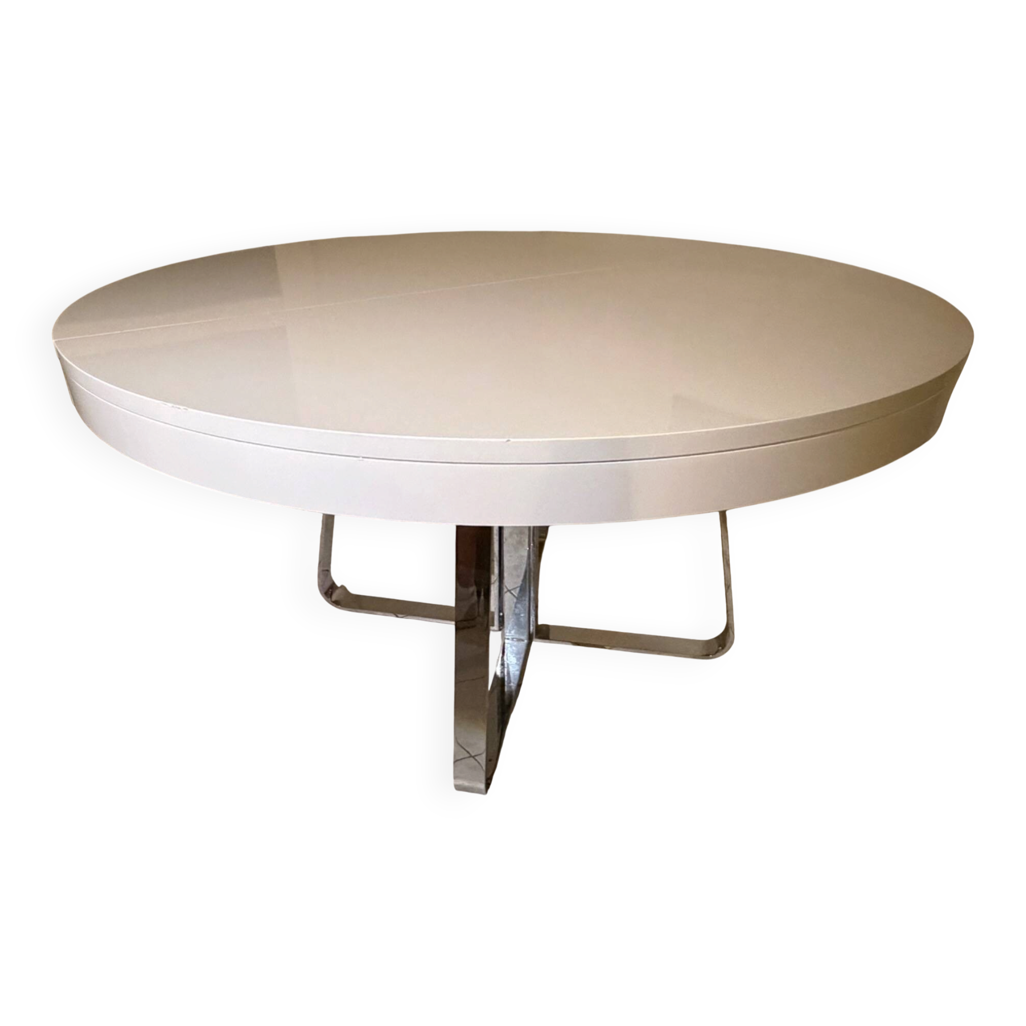 Ligne Roset AVA Ø130 extendable – white lacquer – chrome base