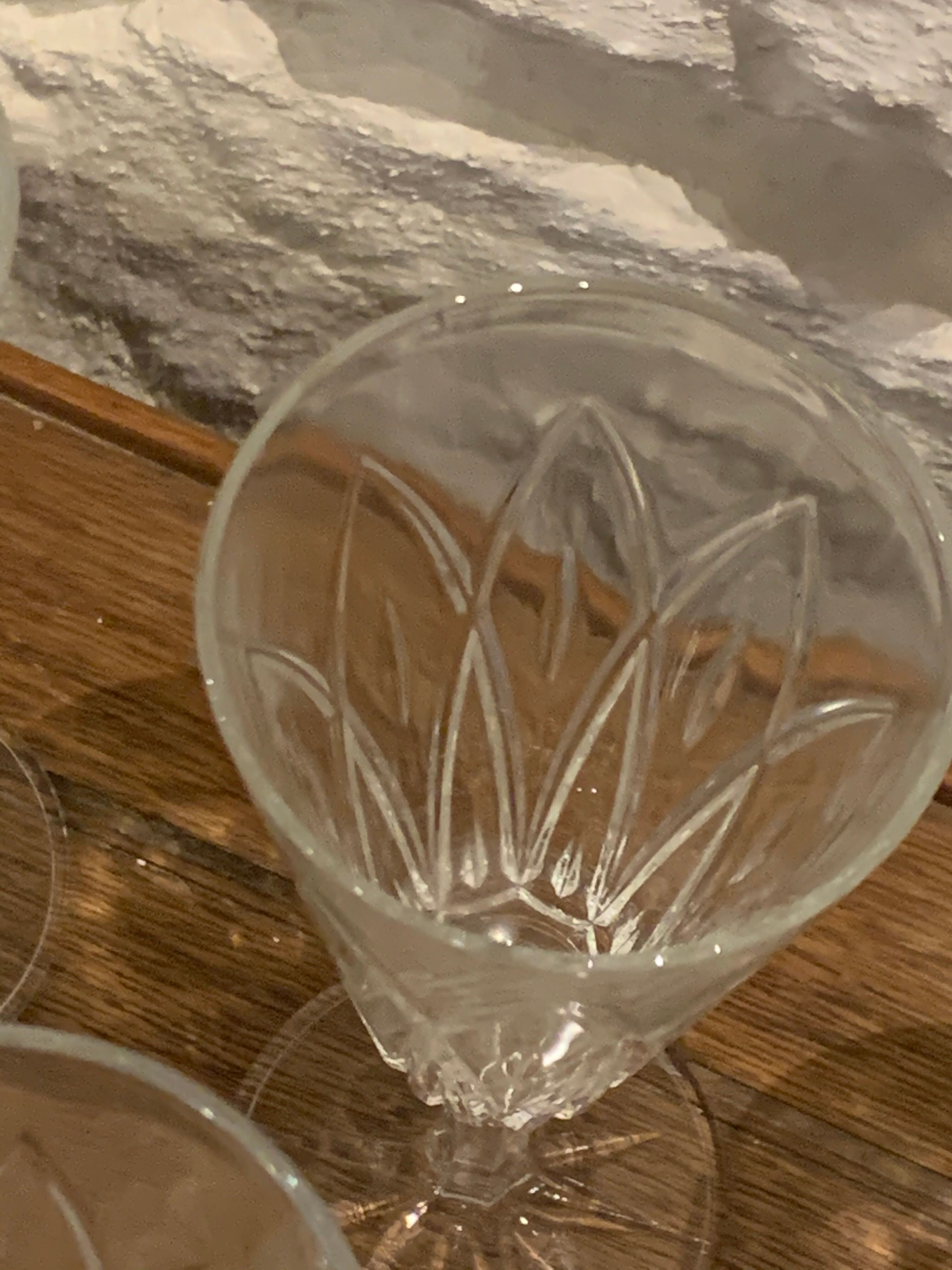6 vintage champagne flutes patterned leaves or petals