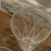 6 vintage champagne flutes patterned leaves or petals