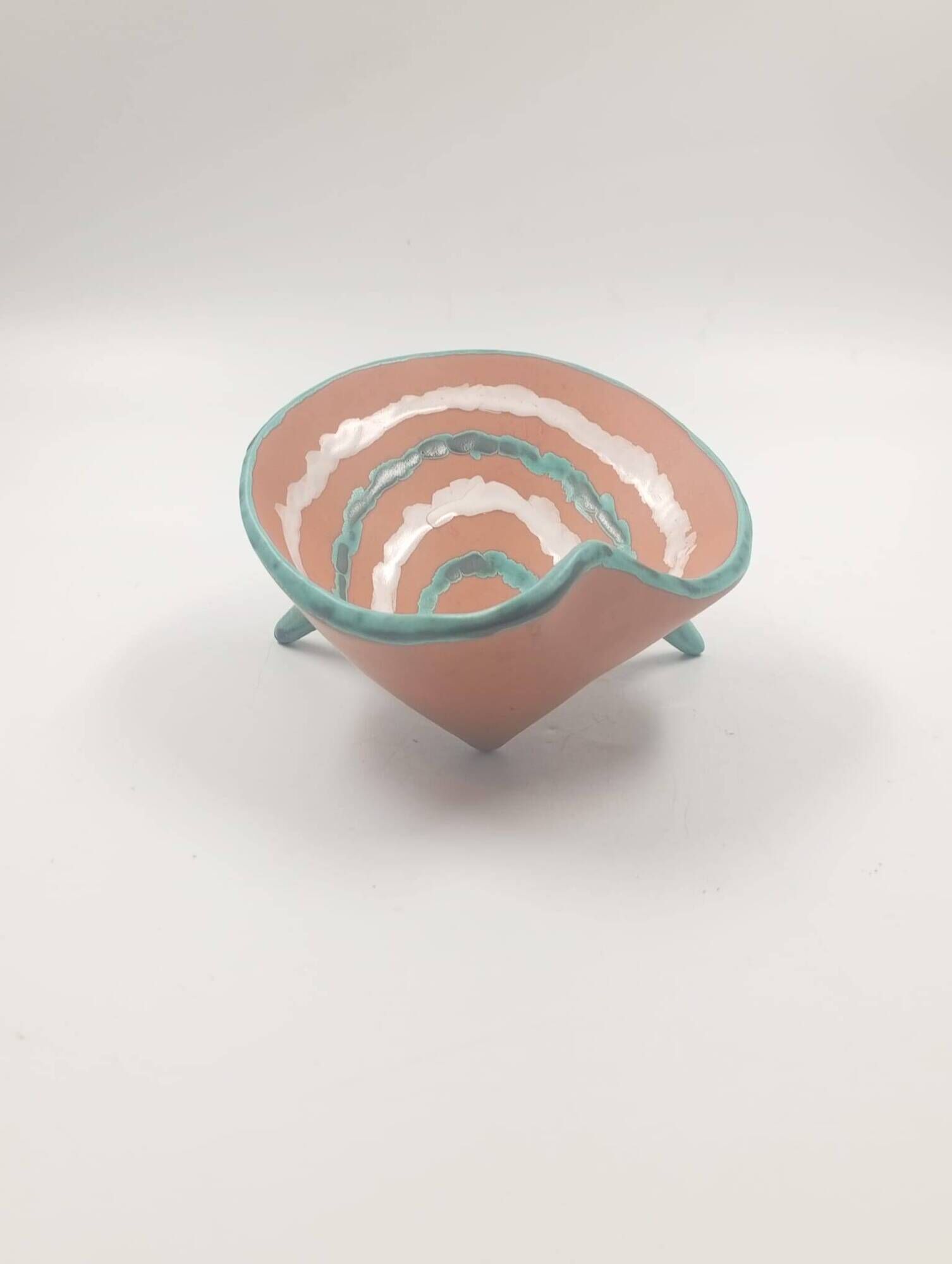Vintage Ceramic Tripod Bowl Gabriel Fourmaintraux Desvres France 50
