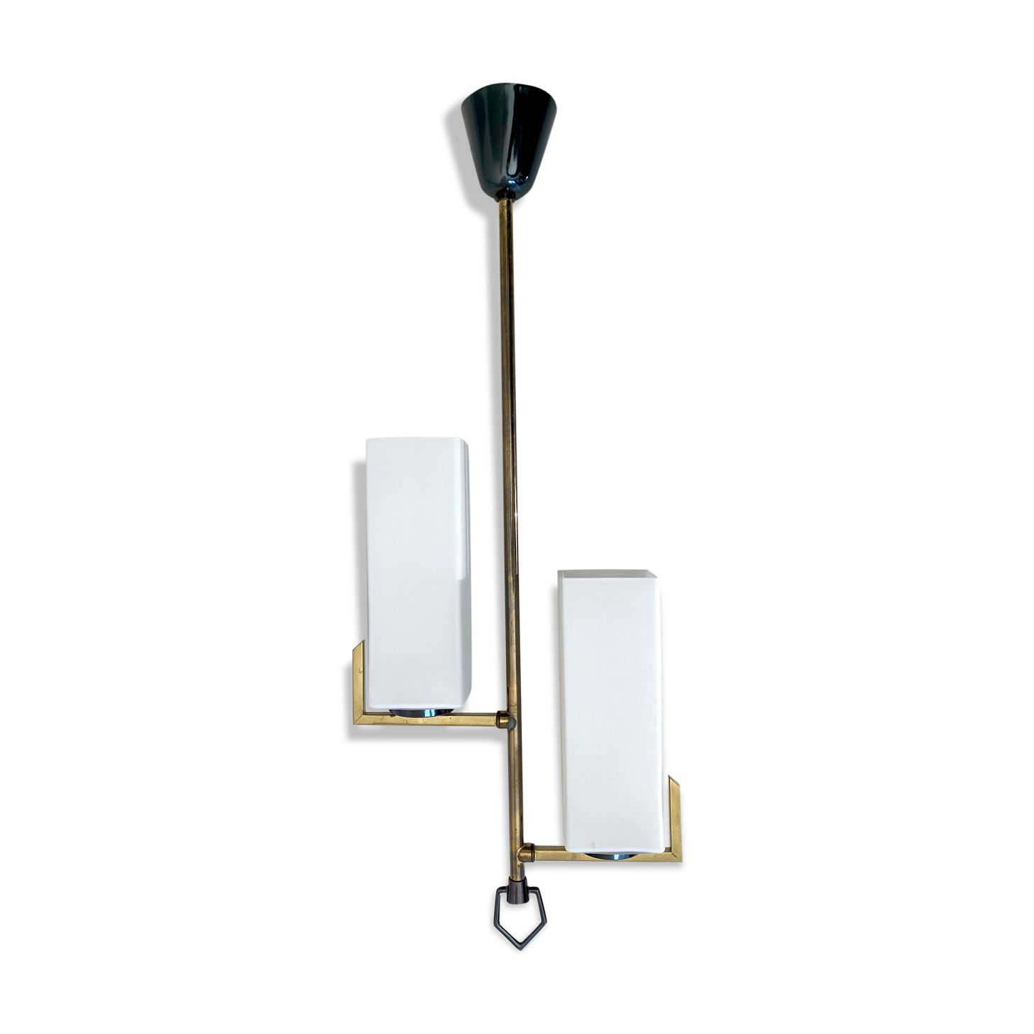 Arlus suspension in raw brass and opaline satin.