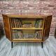 Rare Mid-Century Modern Walnut Corner Bar Cabinet with Revolving Carousel -