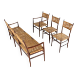 Dining room set 'Bologna' - 3 seater sofa - 3 chairs - mid century modern