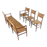 Ensemble de salle à manger 'Bologne' - canapé 3 places - 3 chaises - style moderne du milieu du siècle