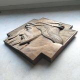 Wooden painting representing Christ Art Deco.