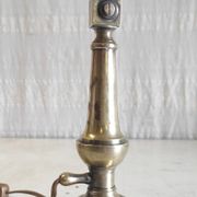 Lampe à poser en laiton doré et lin - mid. XXeme