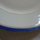 8 plates in Limoges porcelain gold and ultramarine blue fillets