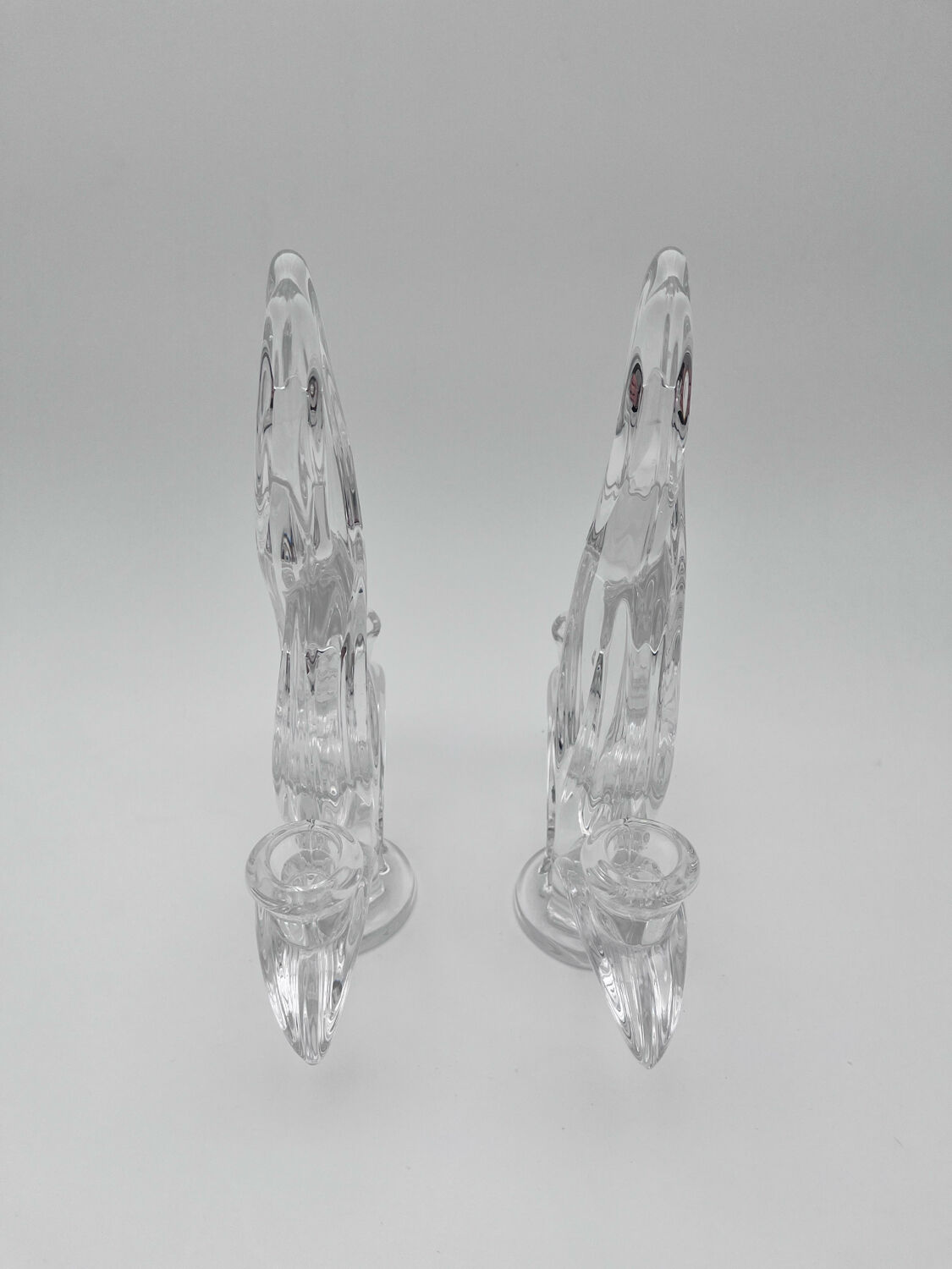 Pair of "Vegetal" candlesticks in solid crystal - Vannes-le-Châtel