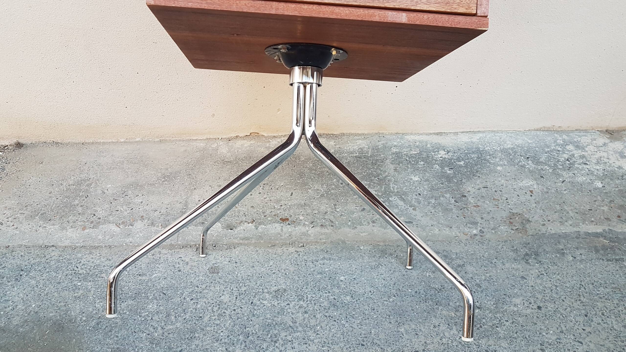 Storage cabinet 3 teak drawers on chrome legs