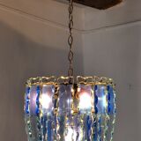 Zero Quattro chandelier, murano blue cut glass, Italy, 1970
