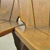 Vintage brutalist oak handmade farmhouse dining chairs, 1930s