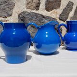 Blue ceramic belly pitcher