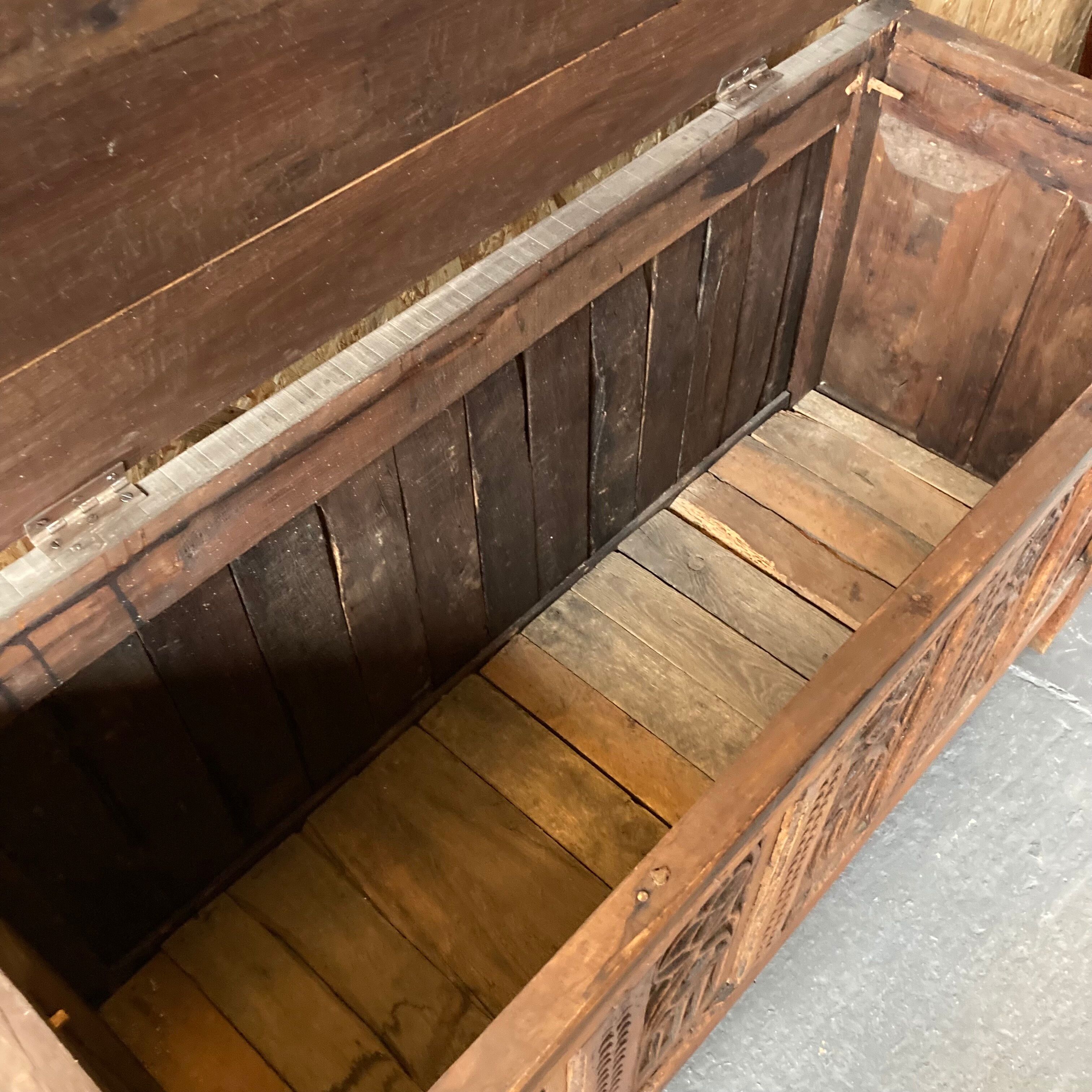 Carved wooden chest