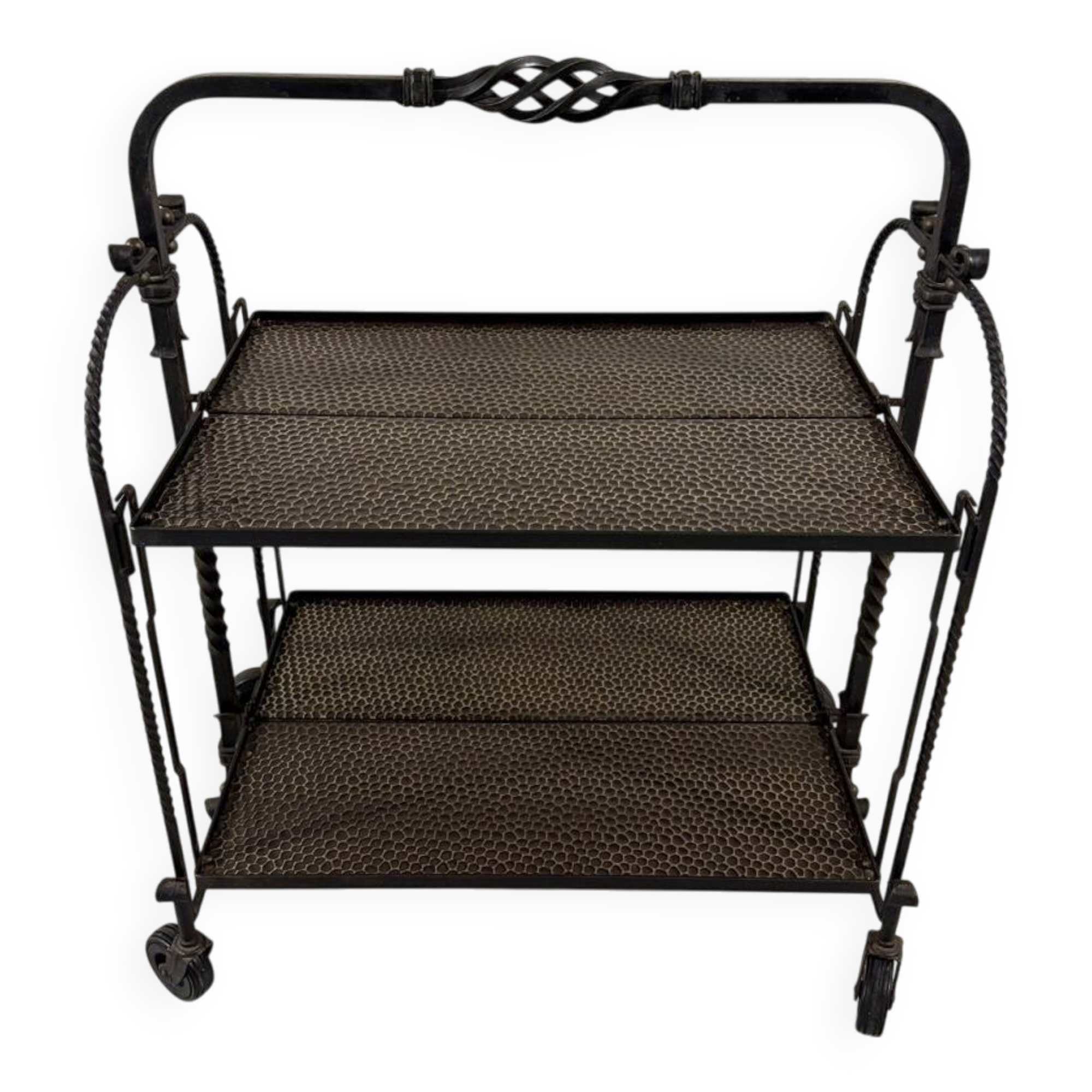 Brutalist wrought iron folding serving trolley 1960’s