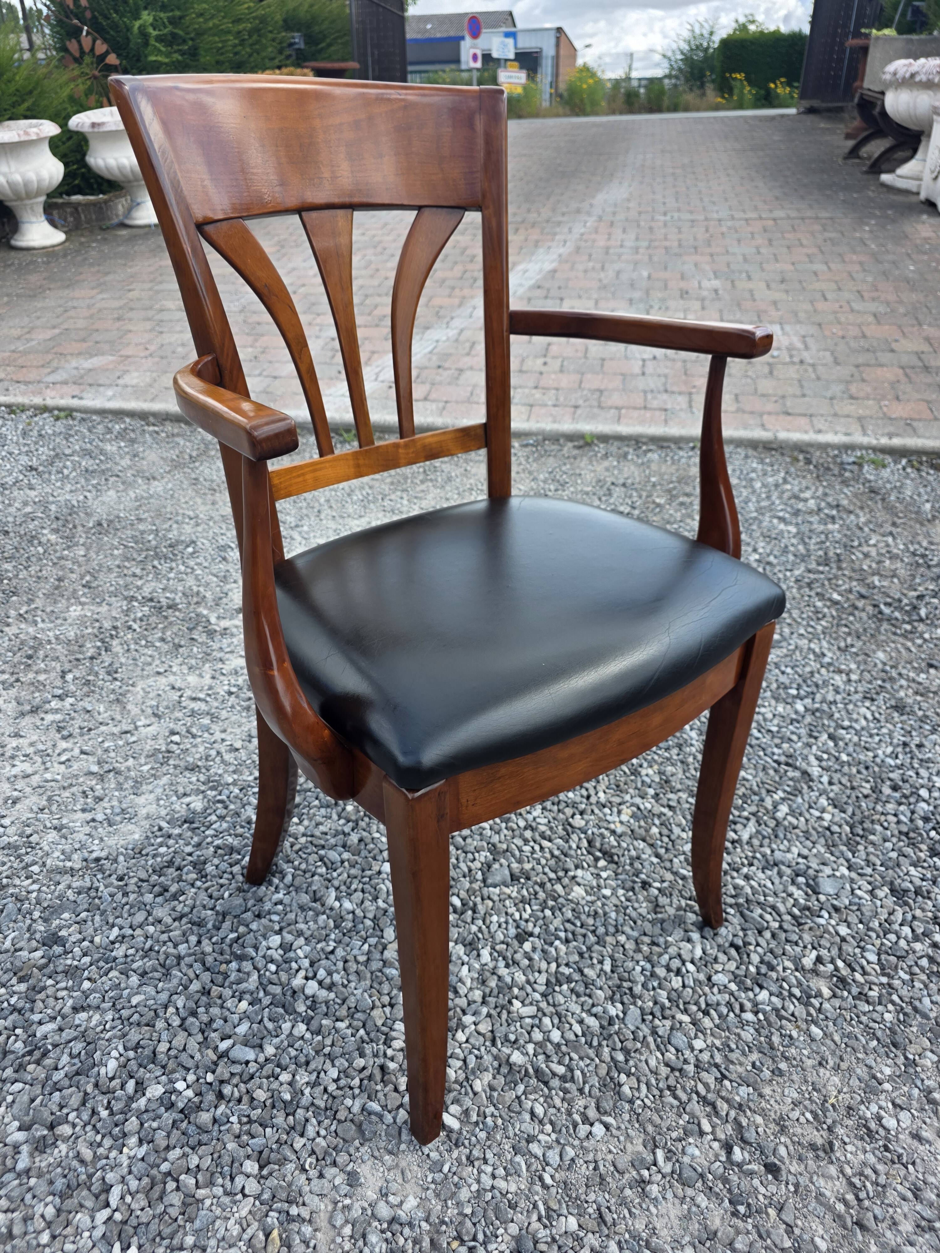 Mid-20th century solid cherry wood office chair.
