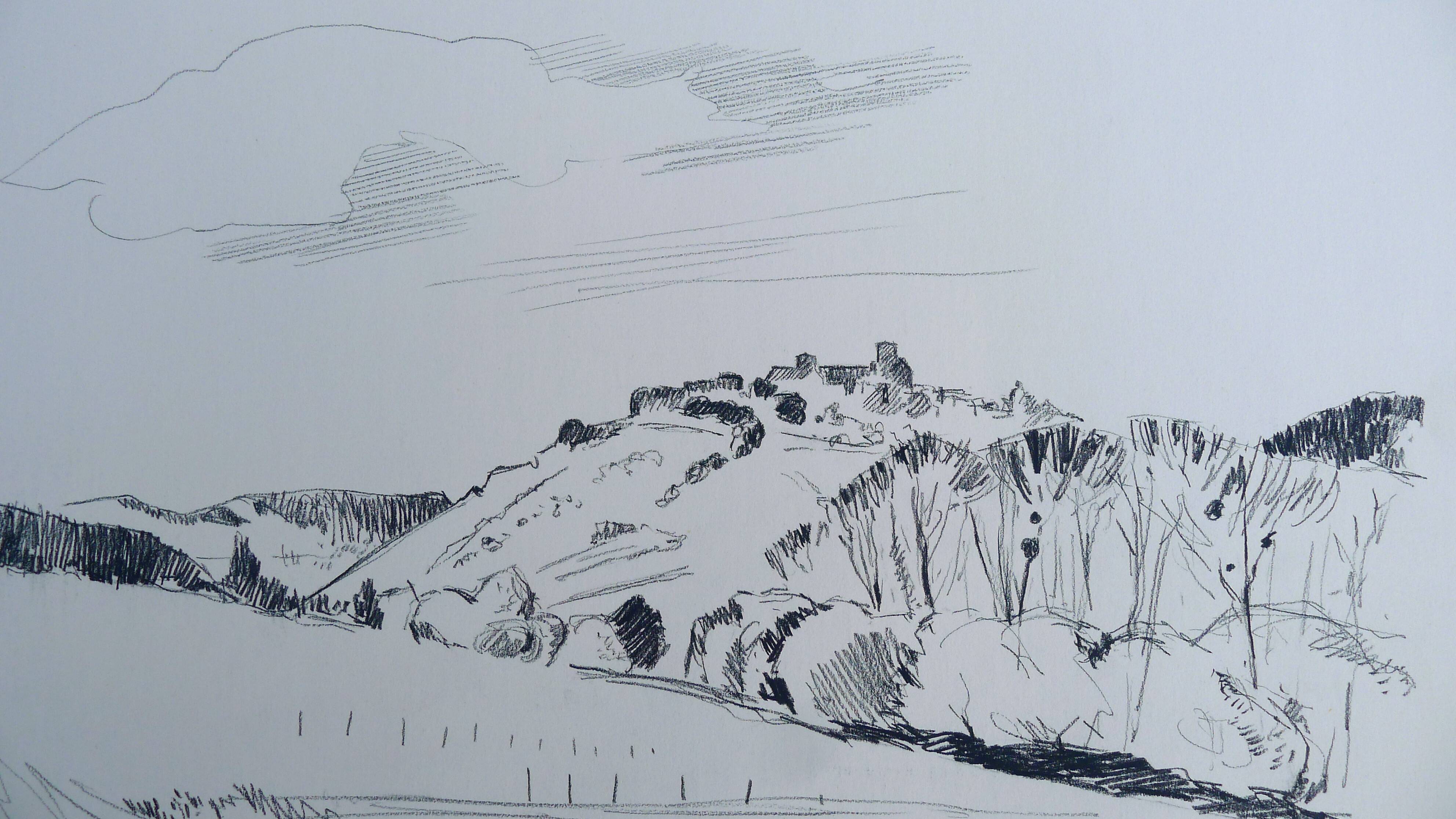 Original drawing in black chalk by Jean Villette (1913-2005)
