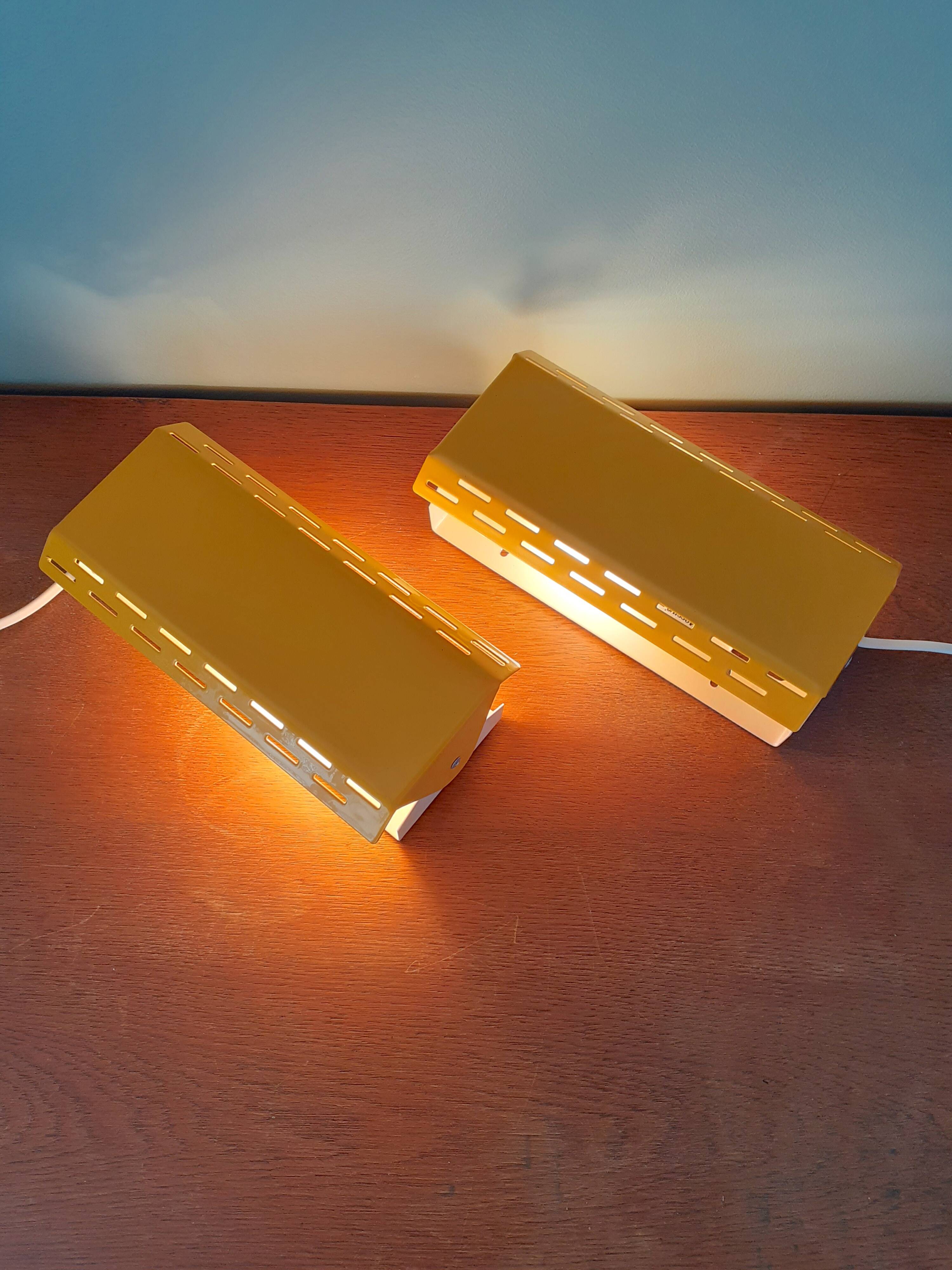 2 vintage adjustable metal wall lights - design Gerard Gossé for Massive