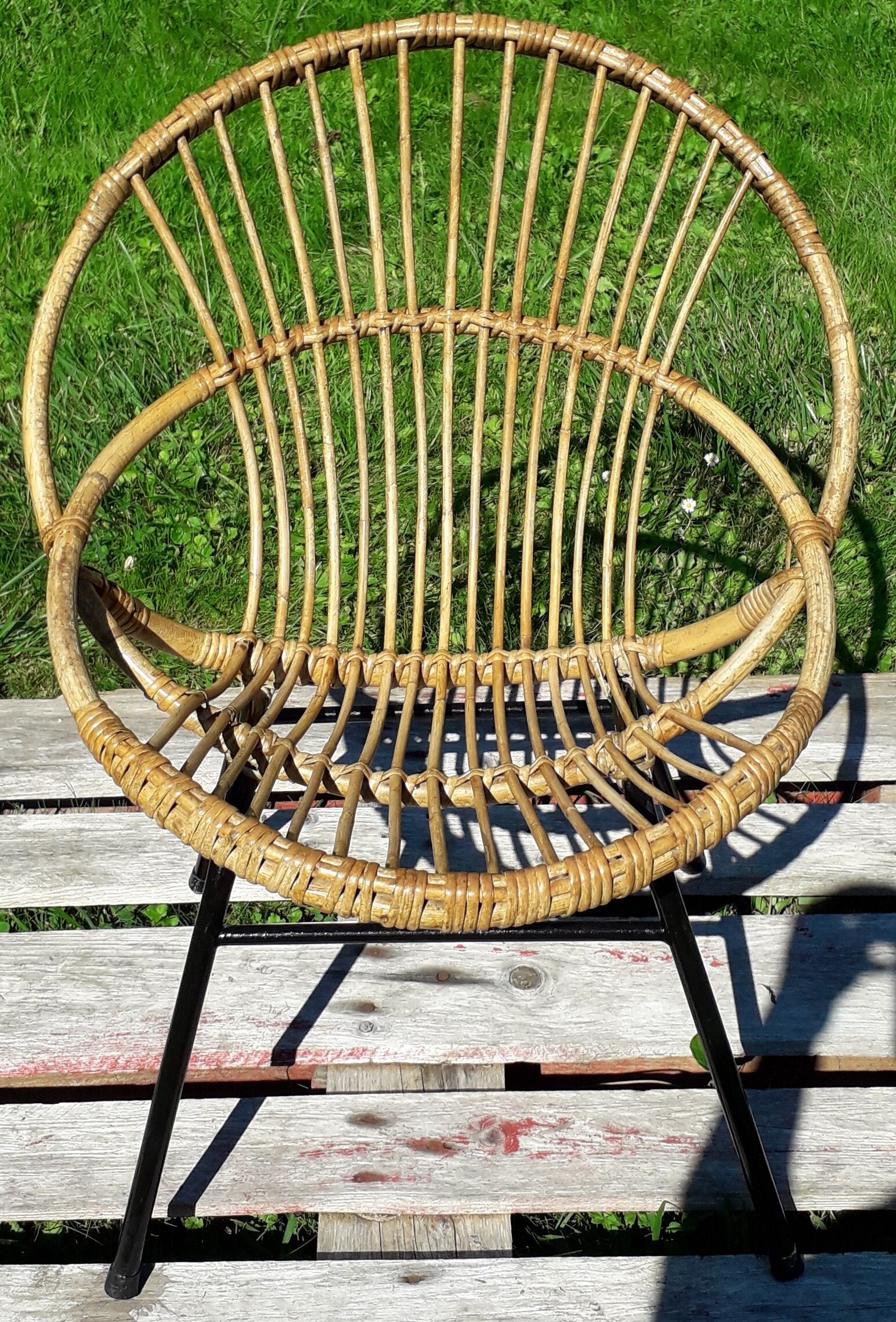 Fauteuil enfant en rotin vintage 60