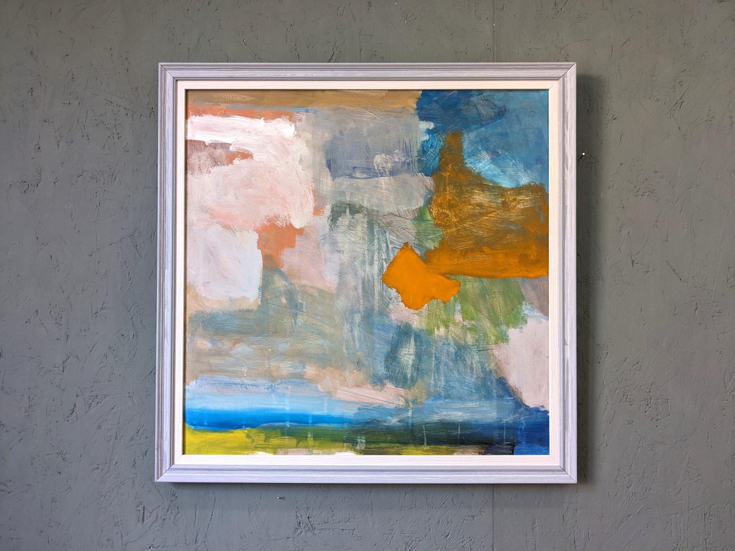 Contemporary "Summer Abstraction" Abstract Seascape by British Artist Ian Mood, Framed Oil Painting
