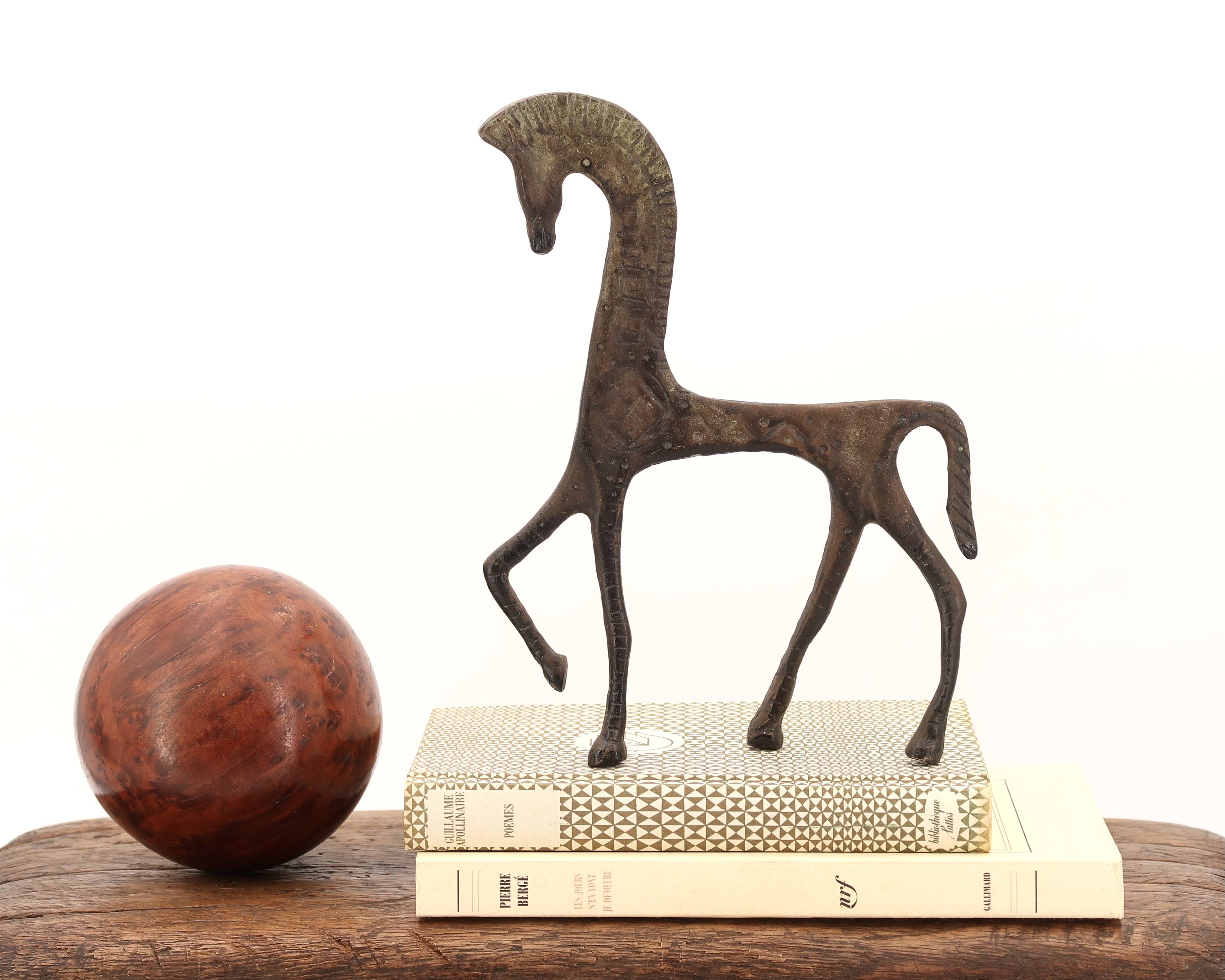 Etruscan Greek horse paperweight in bronze, 1950s