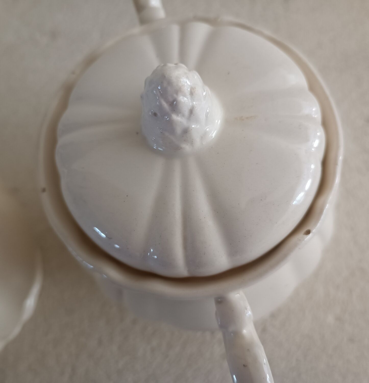 Teapot, sugar bowl and ivory milk jar from Sarreguemines