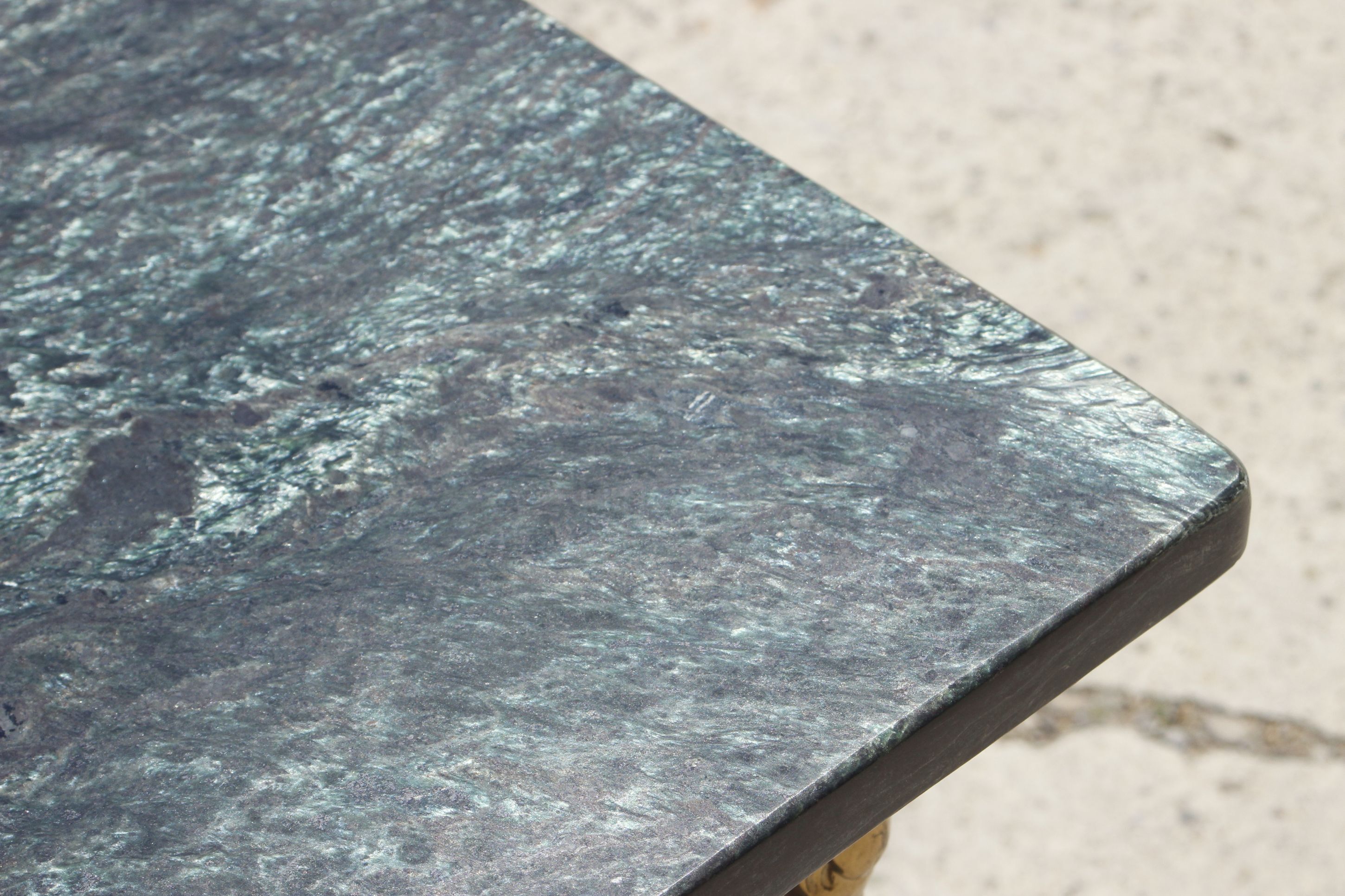 Bronze swan low table and pearl green marble 1950s