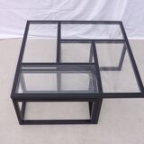 "Sol Lewit" inspired coffee table in wood and glass