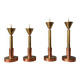 4 x Large / weighty postmodern candles / 1970s / two heights 60 - 70 cm / copper - brass