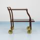 Chariot de bar courbé en noyer et verre Oswald Haerdtl, chariot de service, années 1950