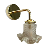 Gold bent applique vintage glass tulip