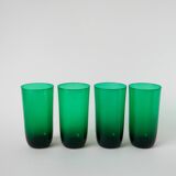 Lot de 4 verres à eau en verre vert, Design, 1970