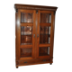 Cabinet ancien en bois et verre marron - vitrine style 1900 à moulures sculptées