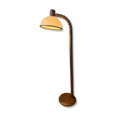 Lampadaire mid-century en bois brun Steinhauer avec abat-jour en verre acrylique