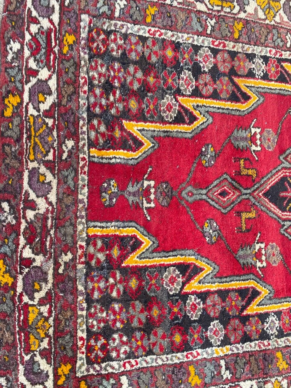 Ancient Persian Mazlaghan carpet 135x208 cm