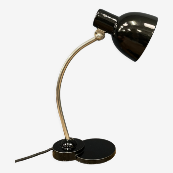 Black Zirax desk lamp with enamel shade from the 1930s