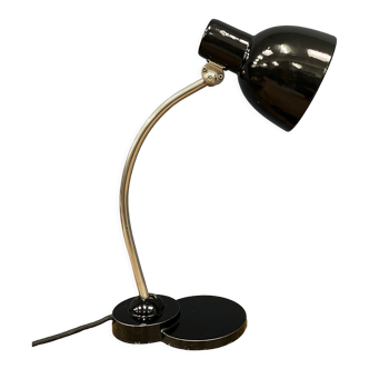 Black Zirax desk lamp with enamel shade from the 1930s