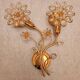 Set Hollywood Regency Wandlampe vergoldet Messing Swarovski-Kristalle Palwa