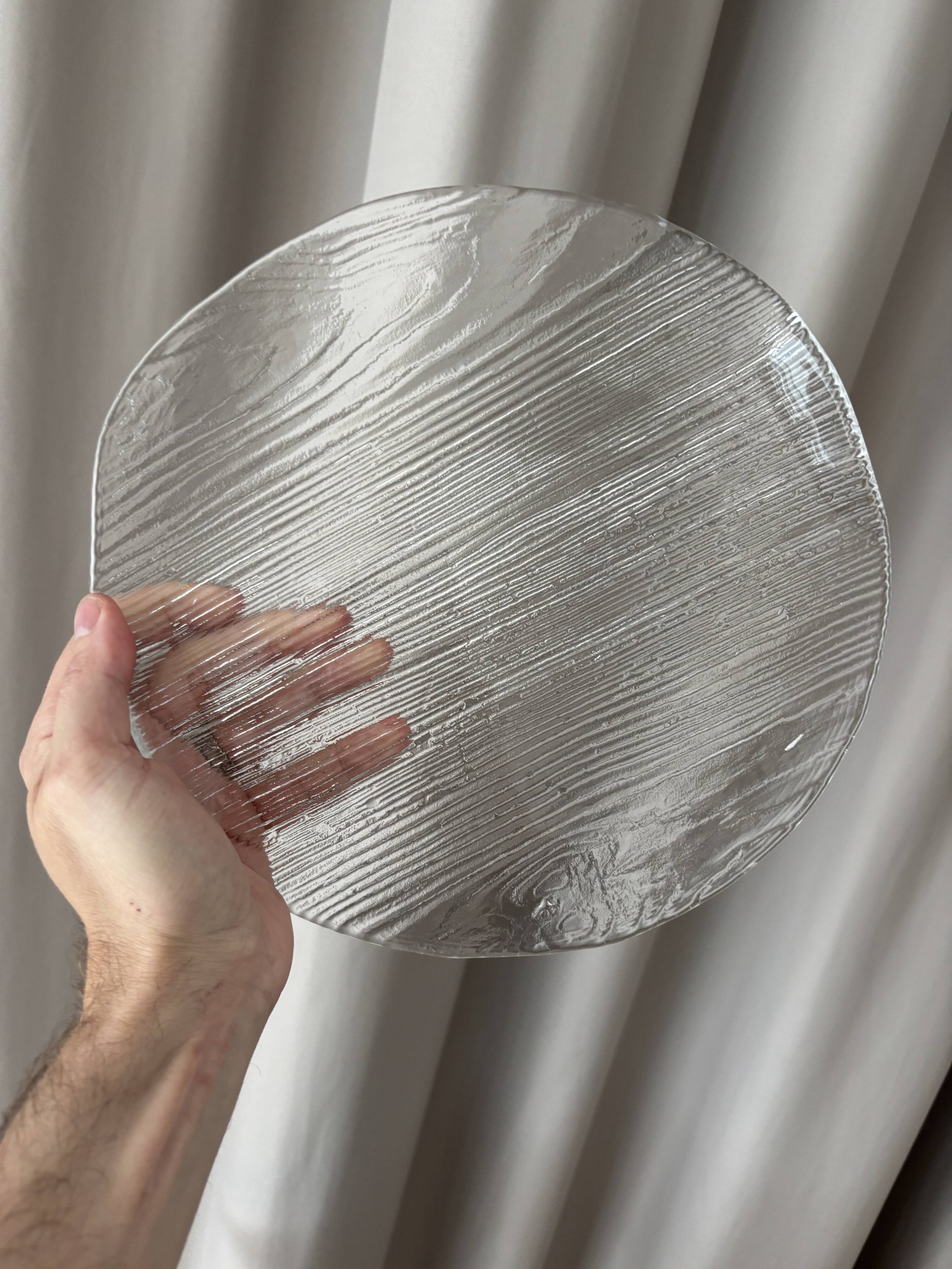Textured glass plate "Bark" by Bengt Edenfalk for Skruf
