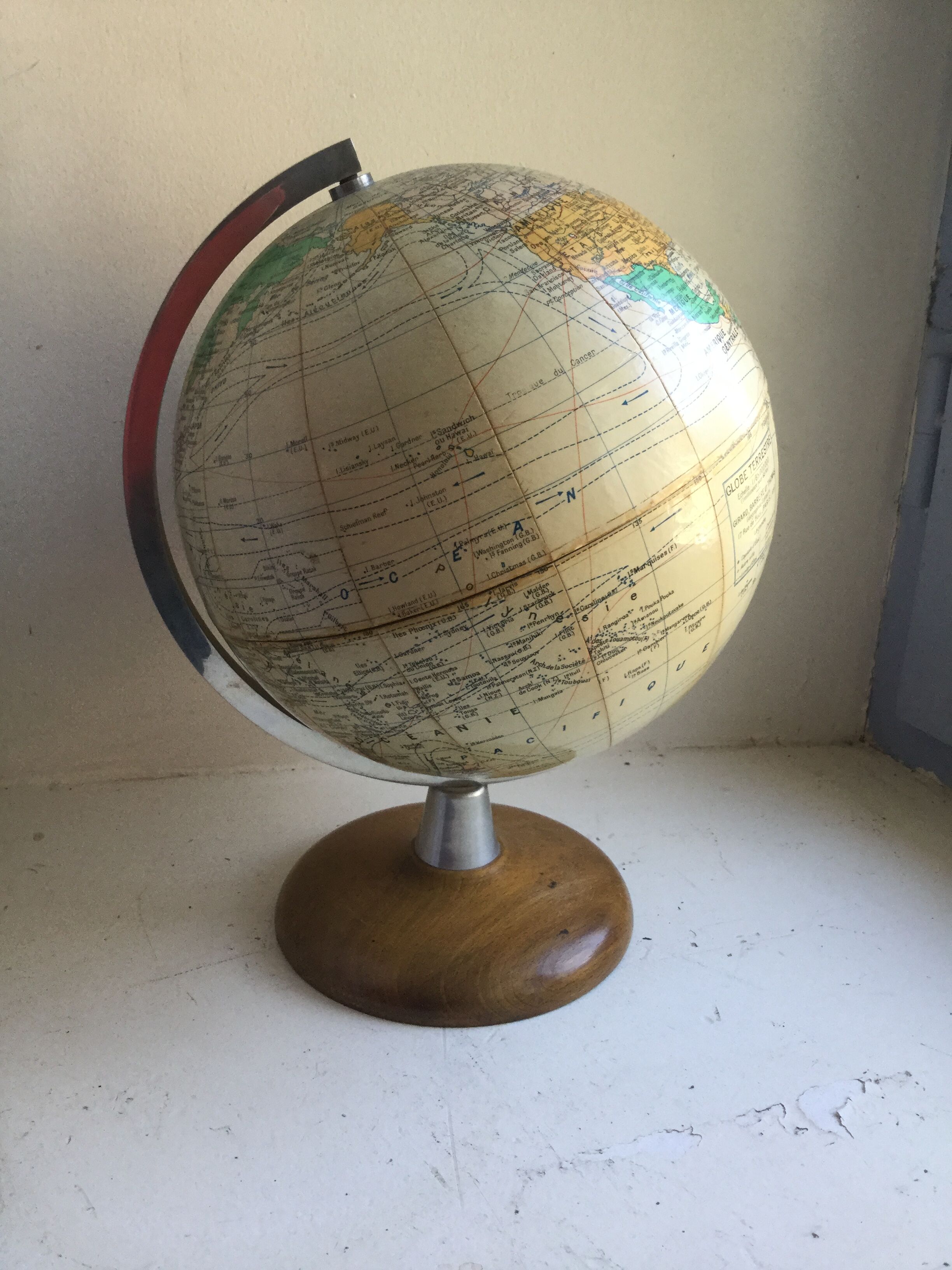 World map 1950s Girard and Barrere