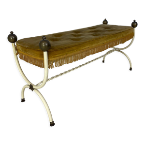 banc en laiton et velours