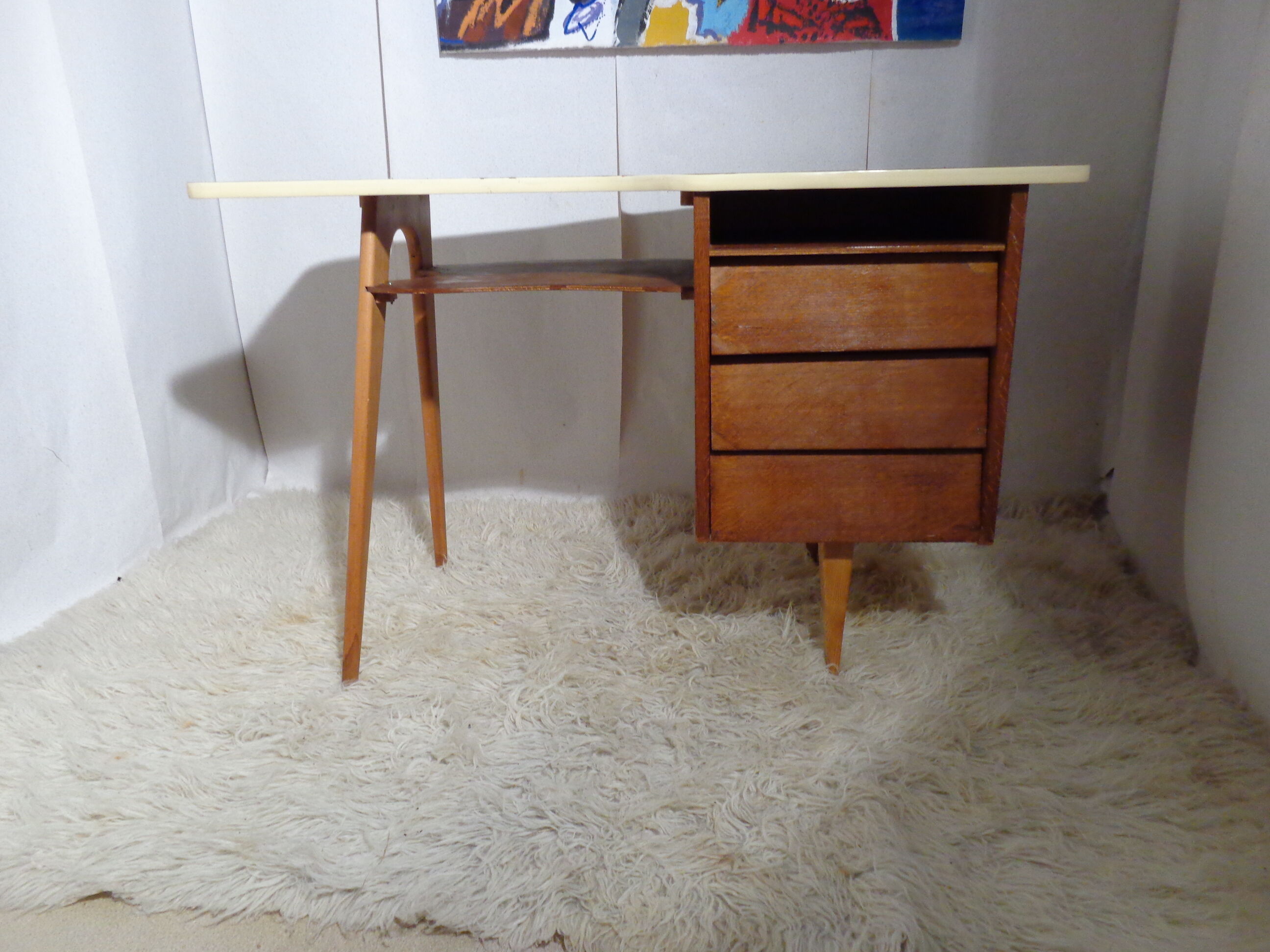 Vintage bean-shaped desk feet compass 60s