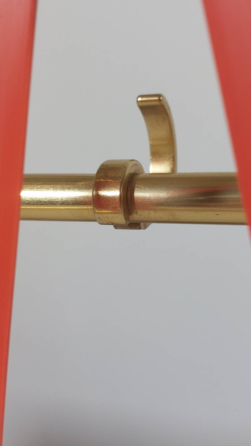 Vintage mid century wall mount brass wardrobe coat rack