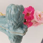 Ashtray vintage ceramic zoomorphic "lion" glaze light blue vintage of the 50s