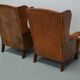 Old Patinated Dutch Cognac Colored Leather Club Chair, Set of 2