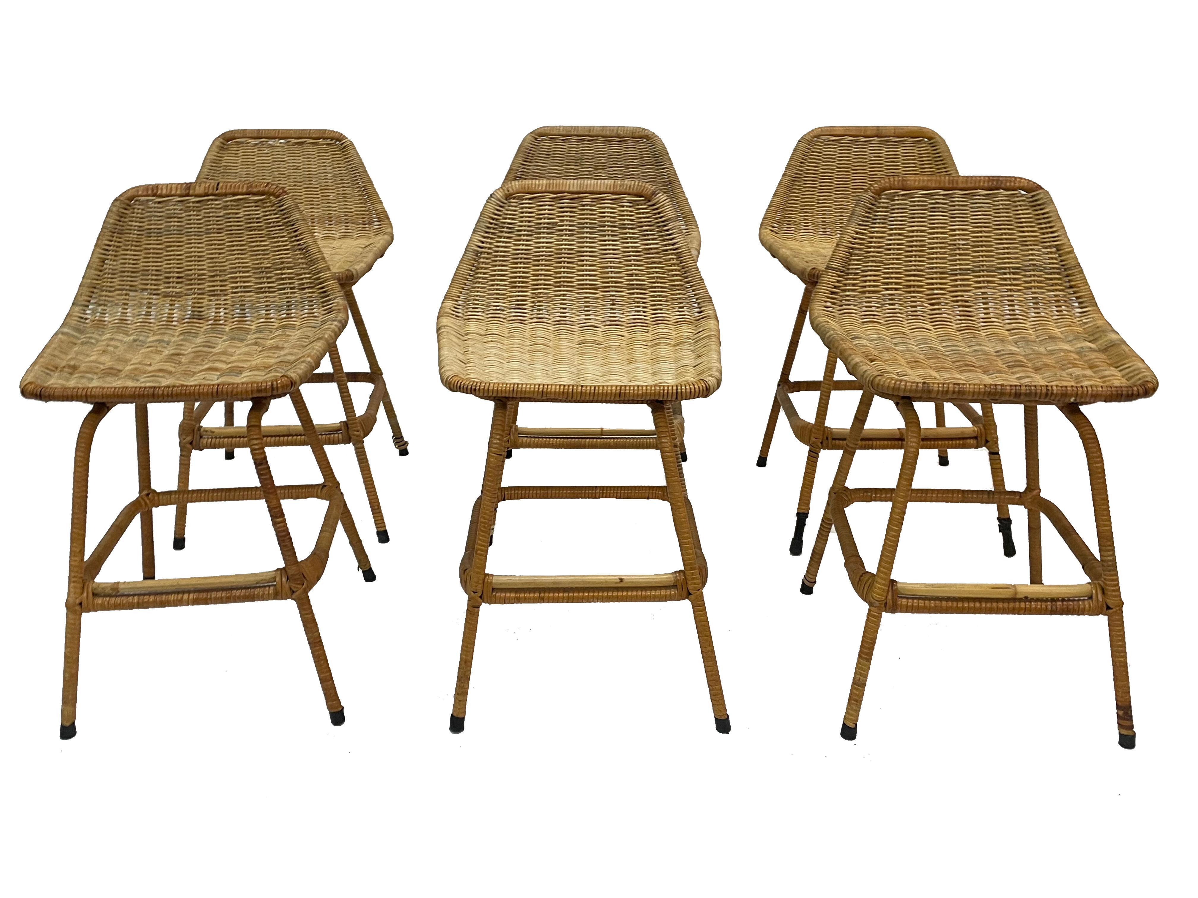Vintage bar stool in rattan design Rohe 1960