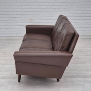 1970s, Danish 3-seater sofa, original brown leather.