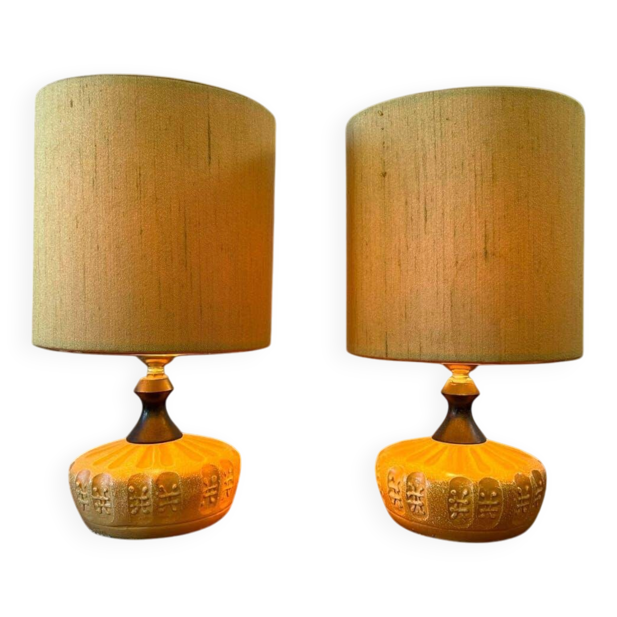 Ensemble de 2 lampes de table vintage en céramique / lampadaires